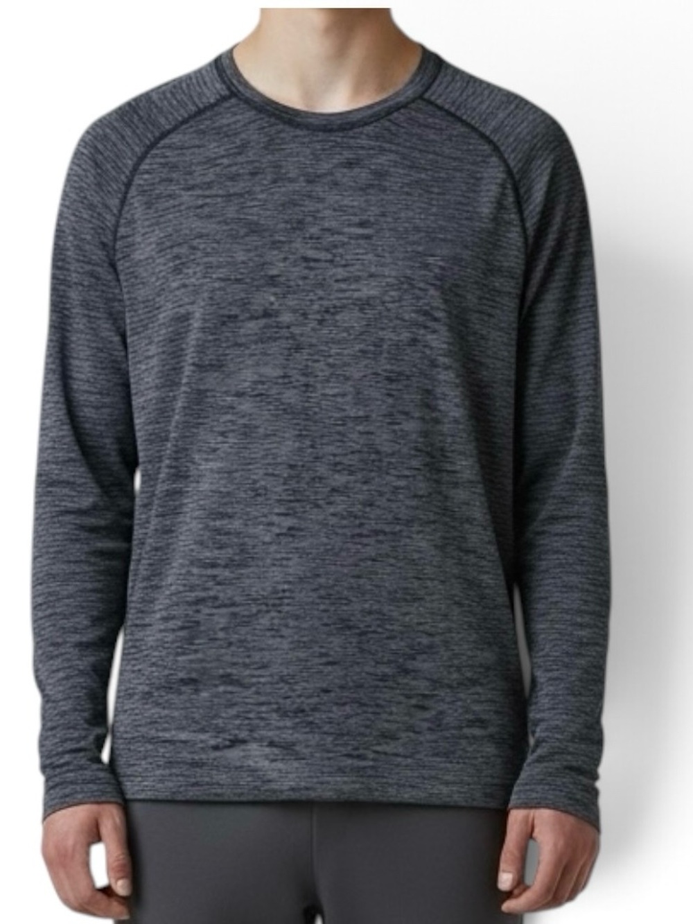 LULULEMON Men’s Dark Blue Heathered Space Dye Crewneck Long Sleeve T Shirt Large